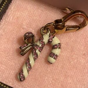 Y2K RARE JUICY COUTURE PINK PAVE SWAROVSKI CRYSTALS RHINESTONE CANDY CANE CHARM